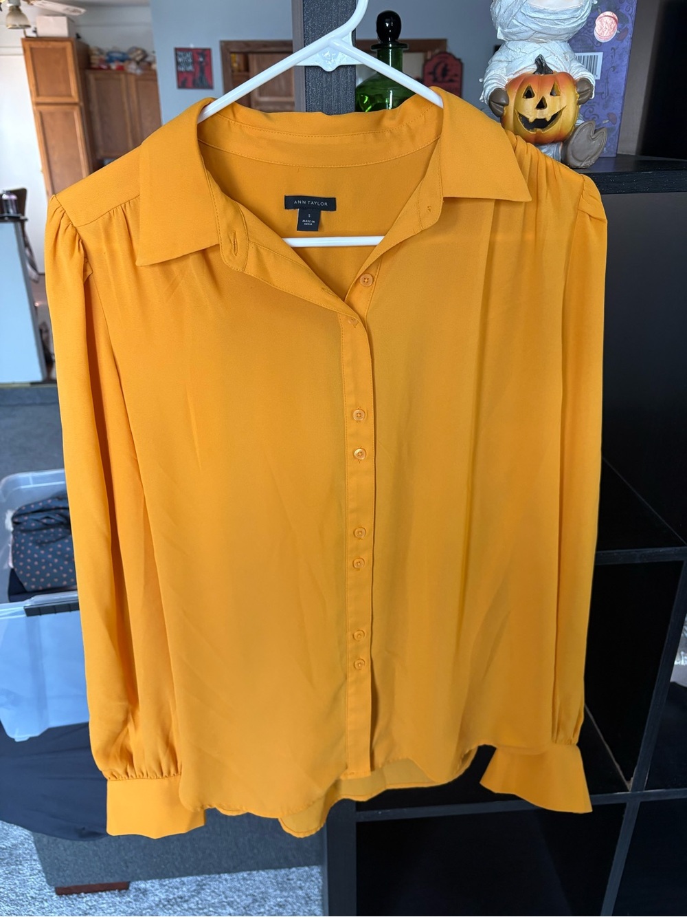 Ann Taylor Golden Mustard Button-Down Blouse